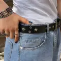 Siyah Yıldız Detaylı Kuş Gözlü Kemer
