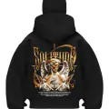 Soldude Baskılı Siyah Samuray Kar Maske Sweatshirt Hırka