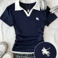 Solo Polo Yaka Lacivert Beyaz Yakalı Bluz