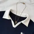 Solo Polo Yaka Lacivert Beyaz Yakalı Bluz