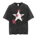 Star Baskılı Yıkamalı Eskitme Unisex Tişört