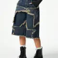 Stars Patch Detaylı Kot Pantolon Şort