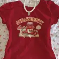 Strawberry Baskılı Kırmızı Crop Bluz