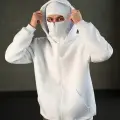 Beyaz Kar Maskeli Ninja Unisex Sweatshirt Hırka kalın polar