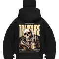 Treauser Baskılı Siyah Samuray Kar Maske Sweatshirt Hırka