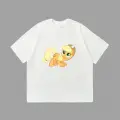 Unisex Applejack My Little Pony Baskılı Oversize Beyaz Tişört