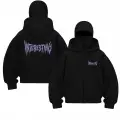 Unisex Oversize Siyah Interesting Baskılı Maskeli Hoodie