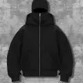Unisex Oversize Siyah Spider Baskılı Maskeli Hoodie