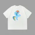 Unisex Rainbow Dash My Little Pony Baskılı Oversize Beyaz Tişört