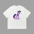 Unisex Twilight Sparkle My Little Pony Baskılı Oversize Beyaz Tişört
