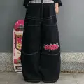Vintage Graffiti Desenli Retro Baggy Unisex Jean