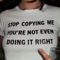 Y2K BEYAZ STOP COPYİNG CROP