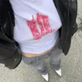 Y2k Çizme Baskılı crop