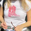 Y2k Çizme Baskılı crop