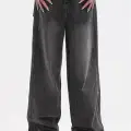 SİYAH YIKAMALI BAGGY PANTOLON