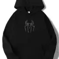 Y2K Unisex Oversize Taşlı White Spider Hoodie Sweatshirt