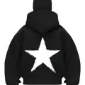 Yıldız Baskılı Siyah Samuray Kar Maske Sweatshirt Hırka
