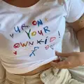YOUR OWN KİD BASKILI BEYAZ CROP