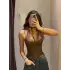 Kahverengi Dantel Detaylı Askılı Bodysuit