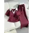 Bordo Polo Yaka Fitilli Likralı Premium Eşofman Takımı