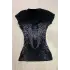 Siyah Vintage Gothic Wing Kısa Kollu Crop