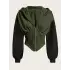 Yeşil Uzun Kollu Korse Kesim Fermuarlı Ceket