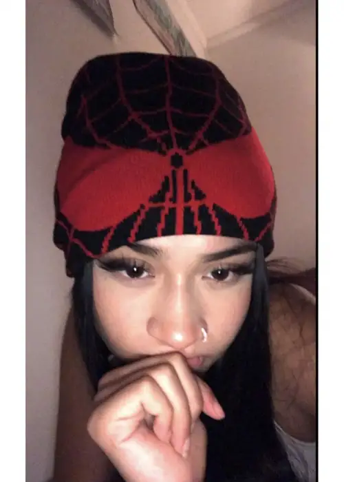 spider y2k tarzi bere siyah unisex yumusak bere