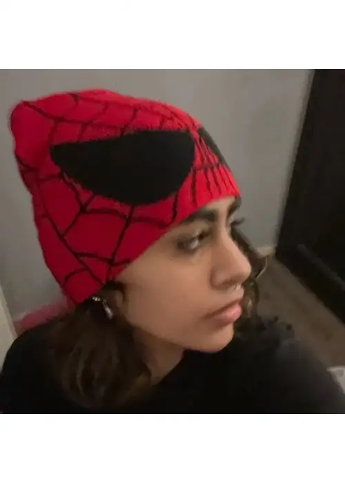 spider y2k tarzı bere kırmızı unisex yumuşak bere