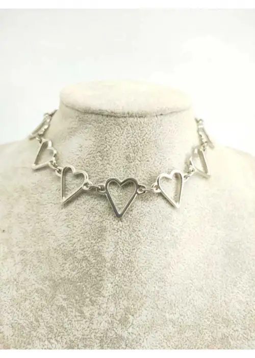 HEART ON HEART NİKEL KAPLAMA GOTİK ZİNCİR CHOKER