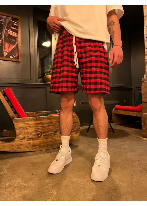 EKOSE ŞORT Kırmızı SİYAH Relax Şort