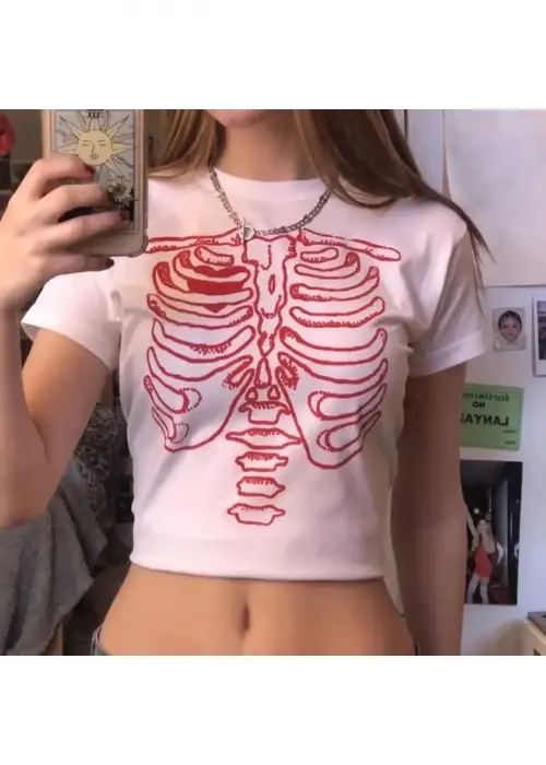 İskelet Detaylı Beyaz Crop