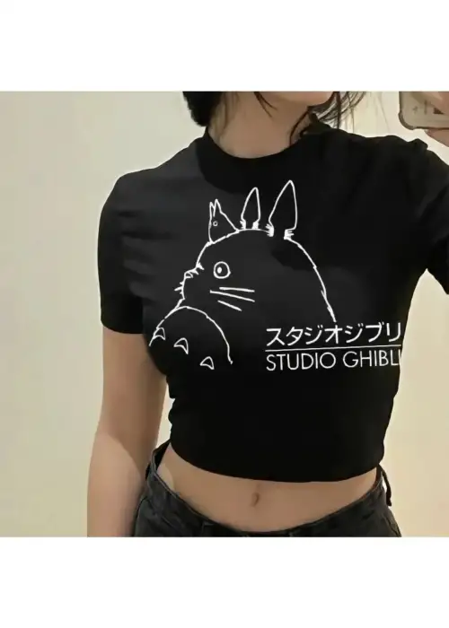 TOTORO KAWAİİ  SİYAH TOTORO CROP