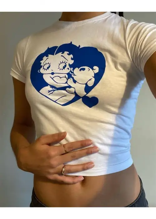 Dog In Heart Baskılı Beyaz Crop