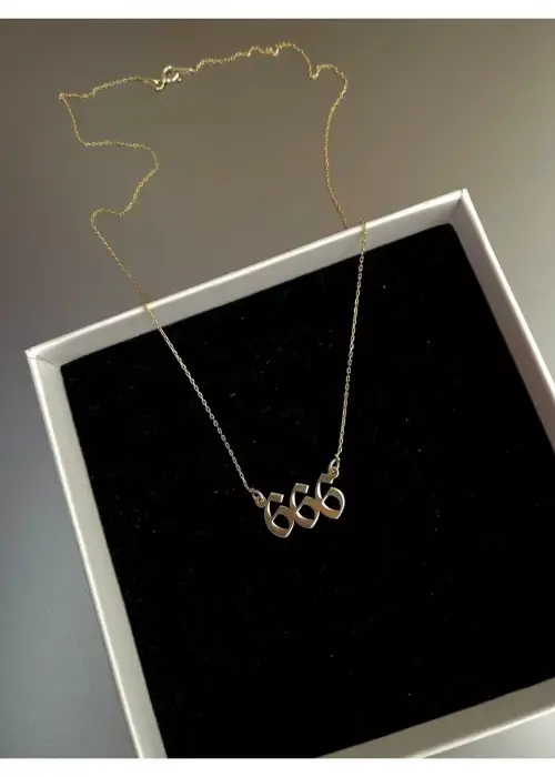 666 Melek Sayısı Agümüş Renk Kolye Aksesuar Şık Takı Kolye Süs