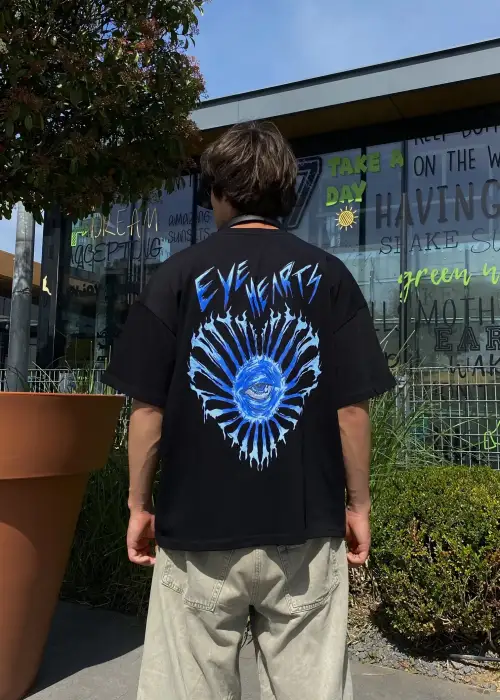 Eye Hearts Siyah Oversize Tişört