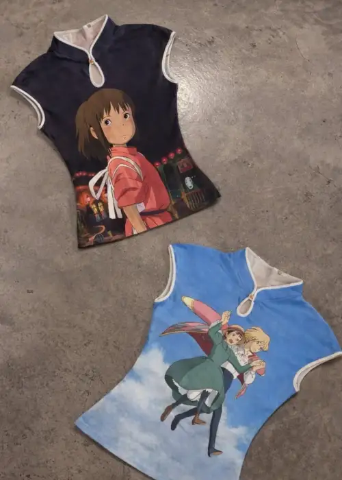 Anime Ghibli Vintage Y2K Kısa Kollu Crop