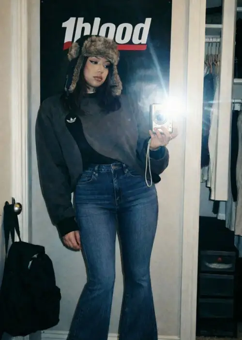 Düşük Bel İspanyol Paça Vintage Retro Jean