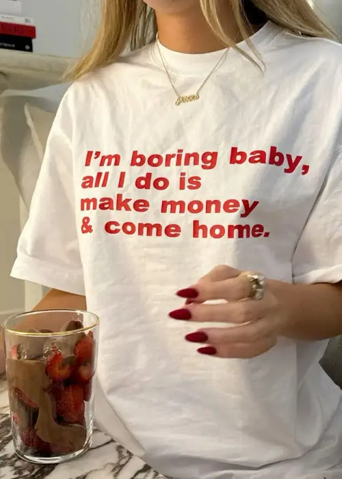 Boring Baby All I Do İs Baskılı  Oversize T-Shirt