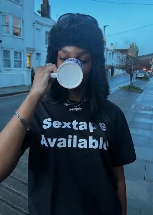Sextape Available Baskılı Oversize T-Shirt