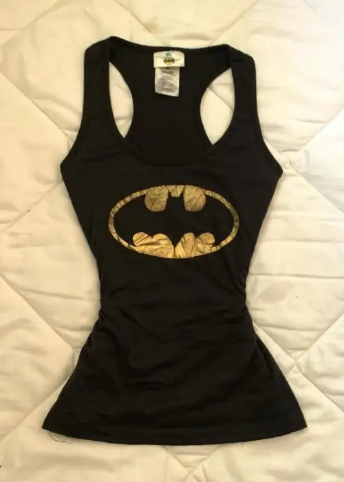 Batman Baskılı Siyah Askılı Crop