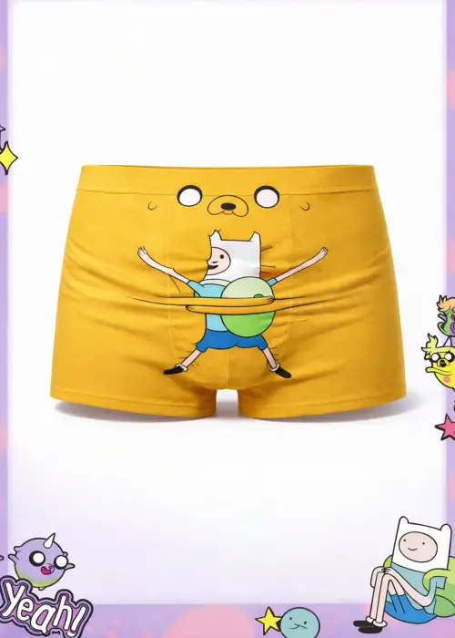 Sarı Adventure Time Fin and Jack Ön Baskılı Boxer