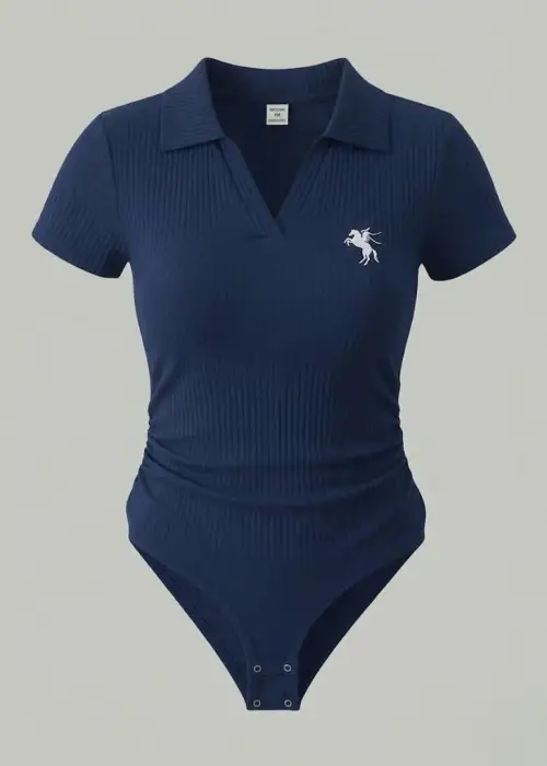 Lacivert Polo Yaka Fitilli Likralı Premium Zıbın