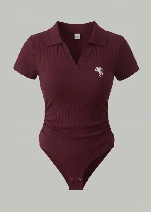 Bordo Polo Yaka Fitilli Likralı Premium Zıbın