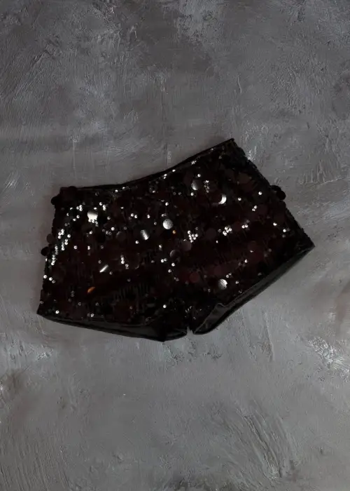 Siyah Pul Sim Detaylı Şort Etek