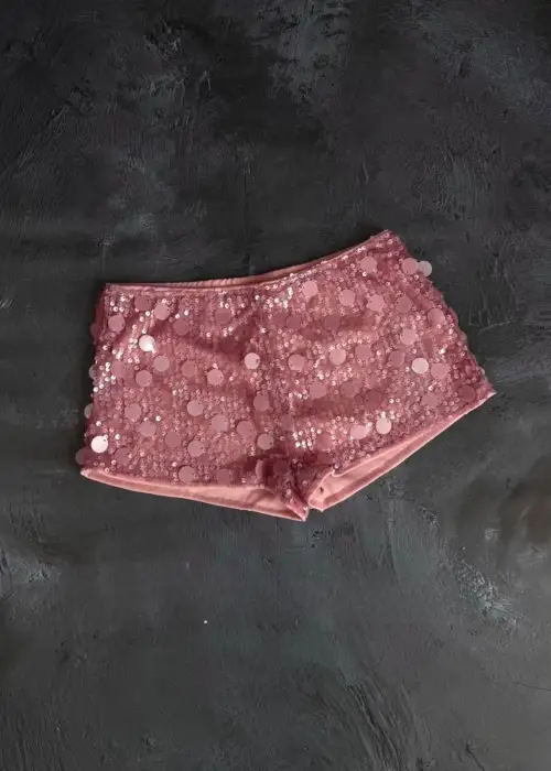 Pembe Pul Sim Detaylı Şort Etek