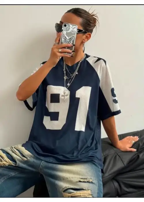 91 Number Jersey Mavi T-shirt Forma