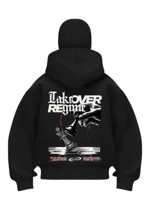Allover Reg Baskılı Siyah Samuray Kar Maske Sweatshirt Hırka