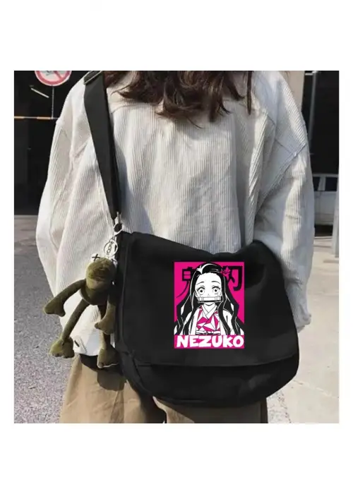 Anime Demon Slayer Nezuko Siyah Postacı Çantası