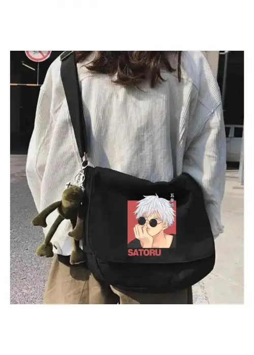Anime Jujutsu Kaisen Satoru Siyah Postacı Çantası
