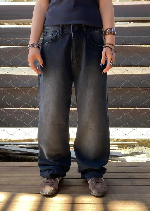 Antrasit Yıkamalı Retro Baggy Jean